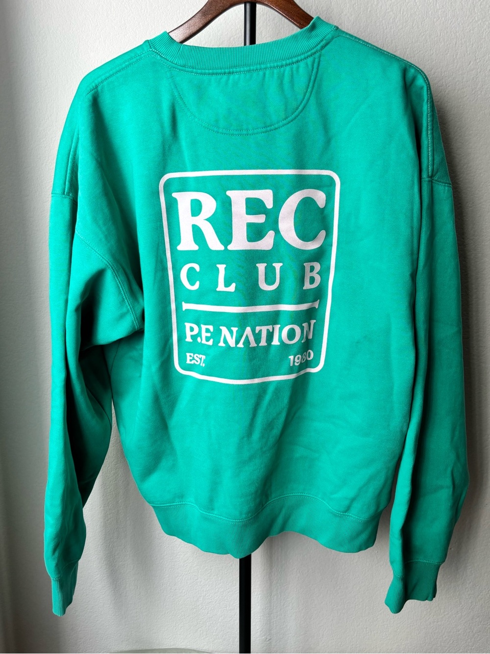 ANTHROPOLOGIE P.E Nation Teal REC Club Crewneck Sweatshirt